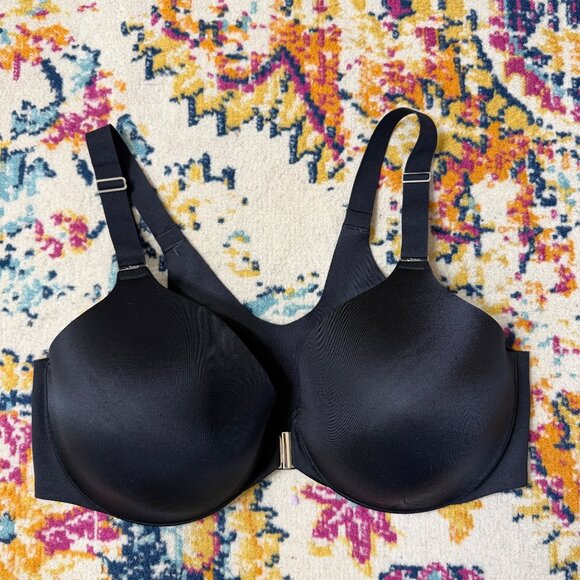 Soma Vanishing Back Full Coverage Front Close T Shirt Bra Womens Size 38C Black - Picture 2 of 8